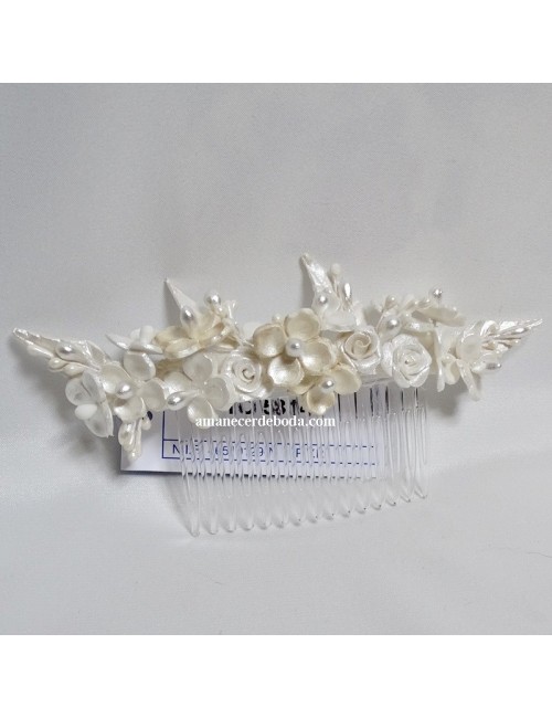 Tocado novia porcelana fría