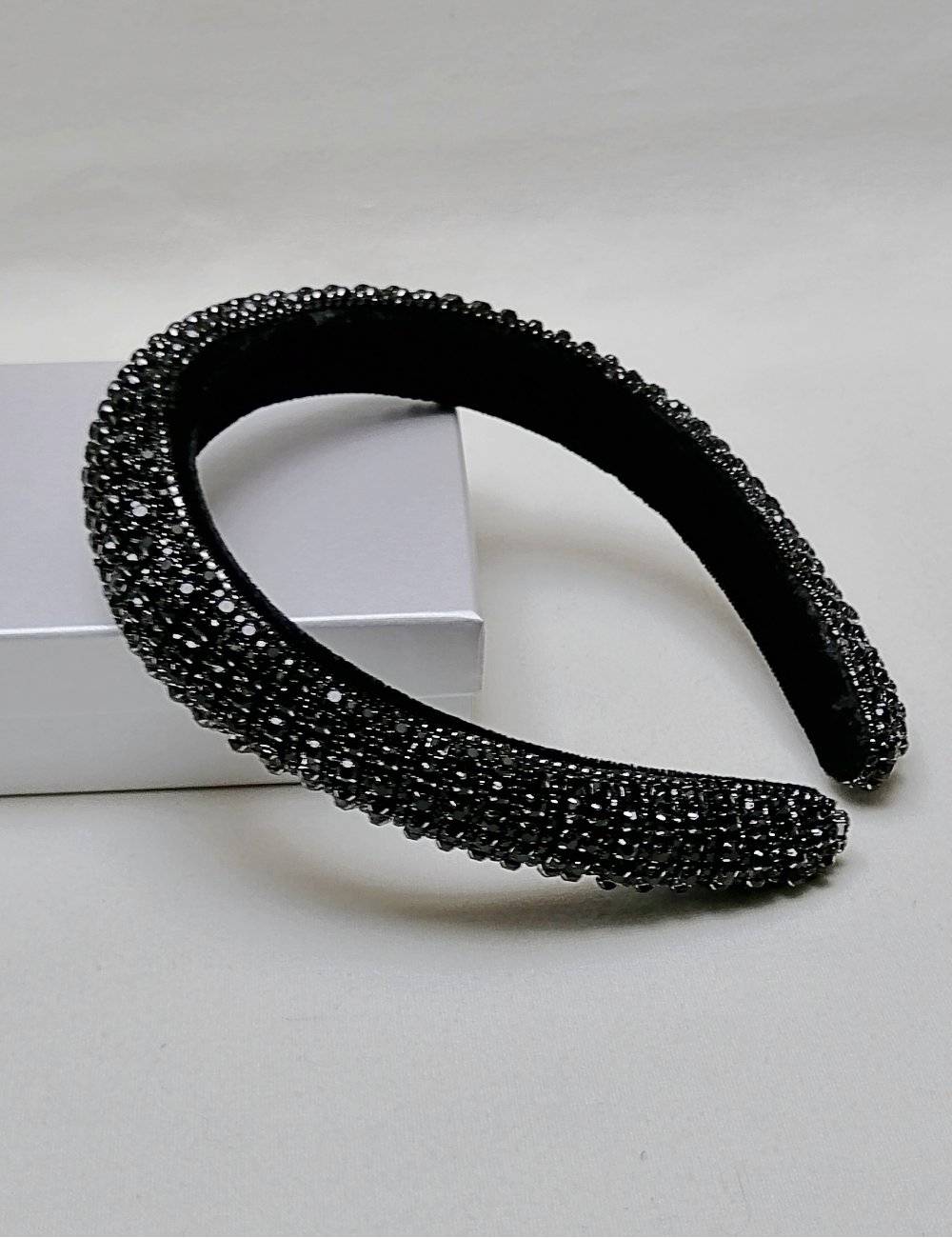 Party Headband Black Crystals