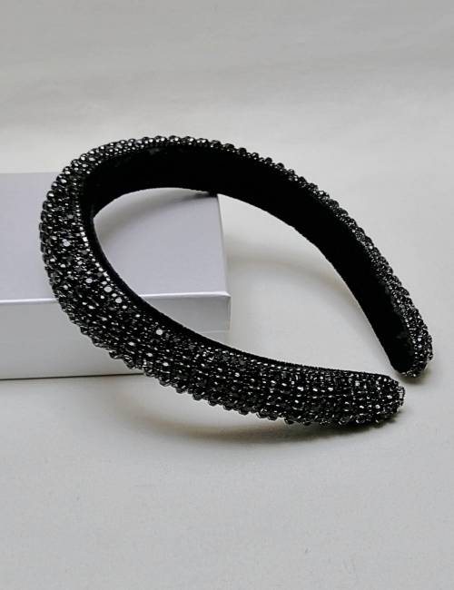 Party Headband Black Crystals