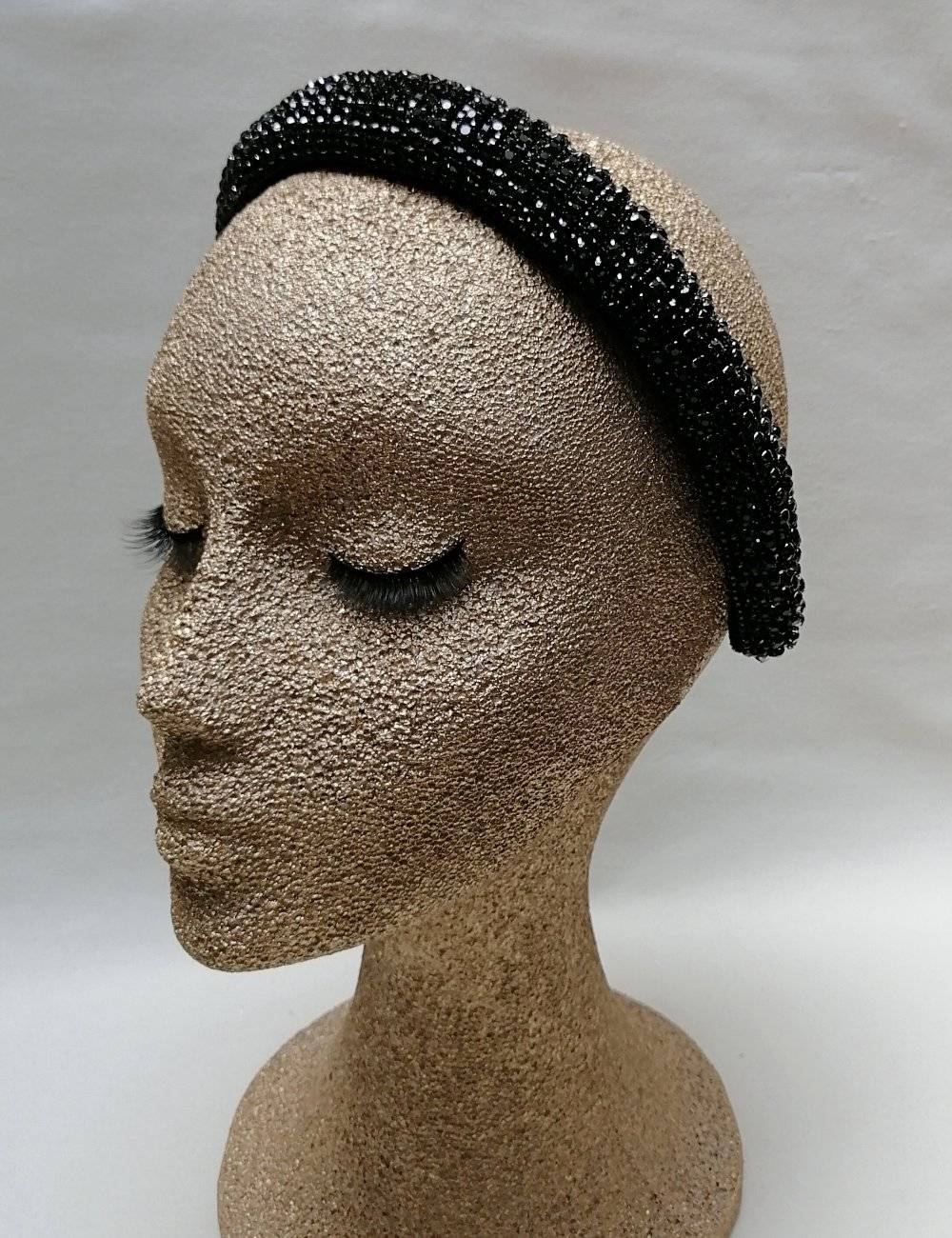 Party Headband Black Crystals