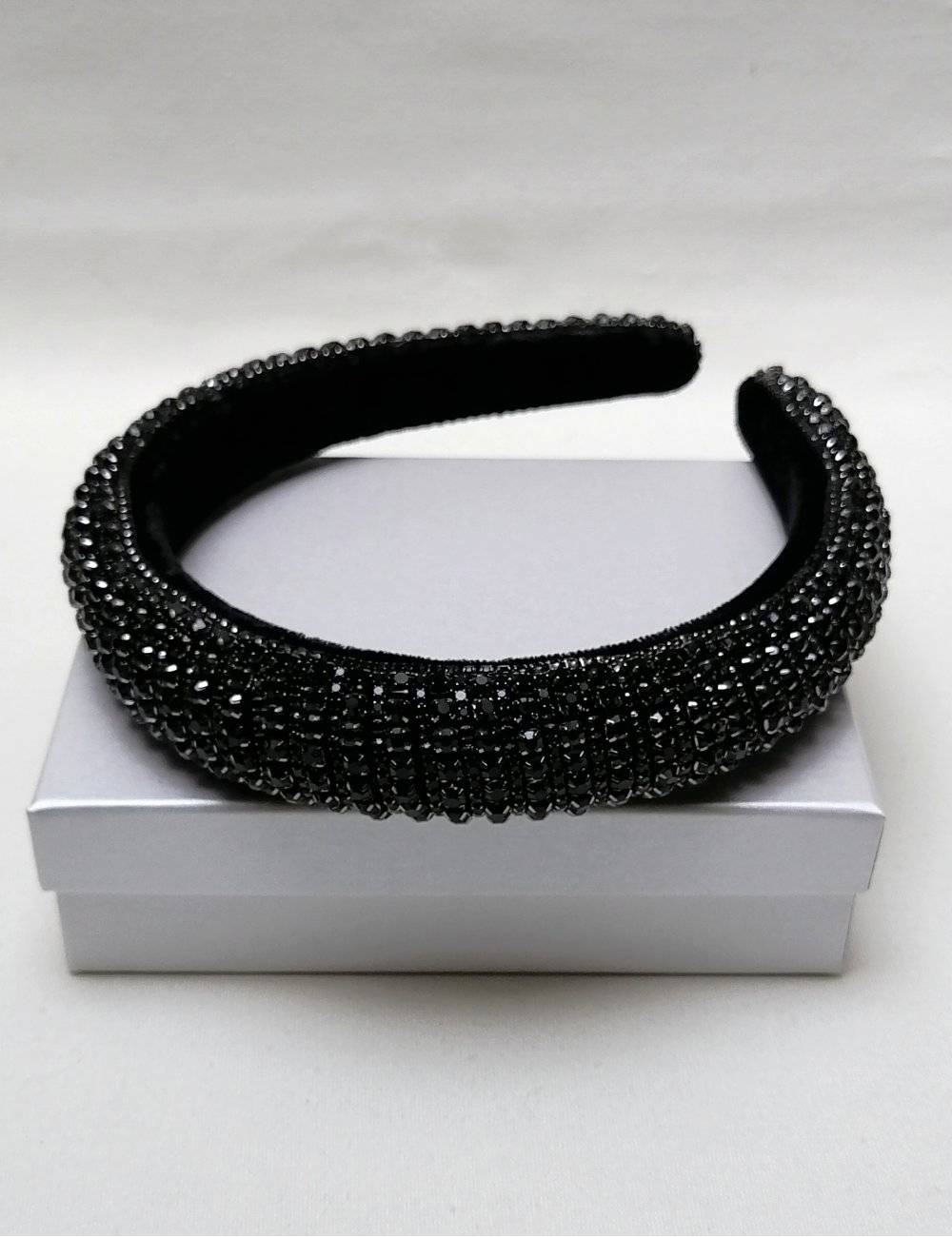 Party Headband Black Crystals