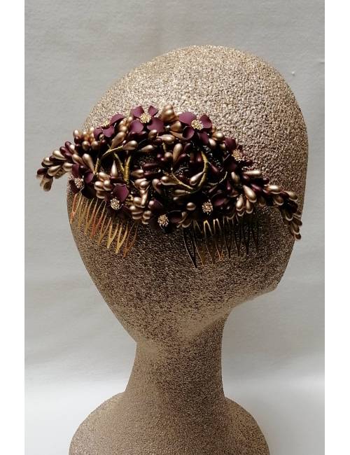 Gold and Bordeaux Headdress
